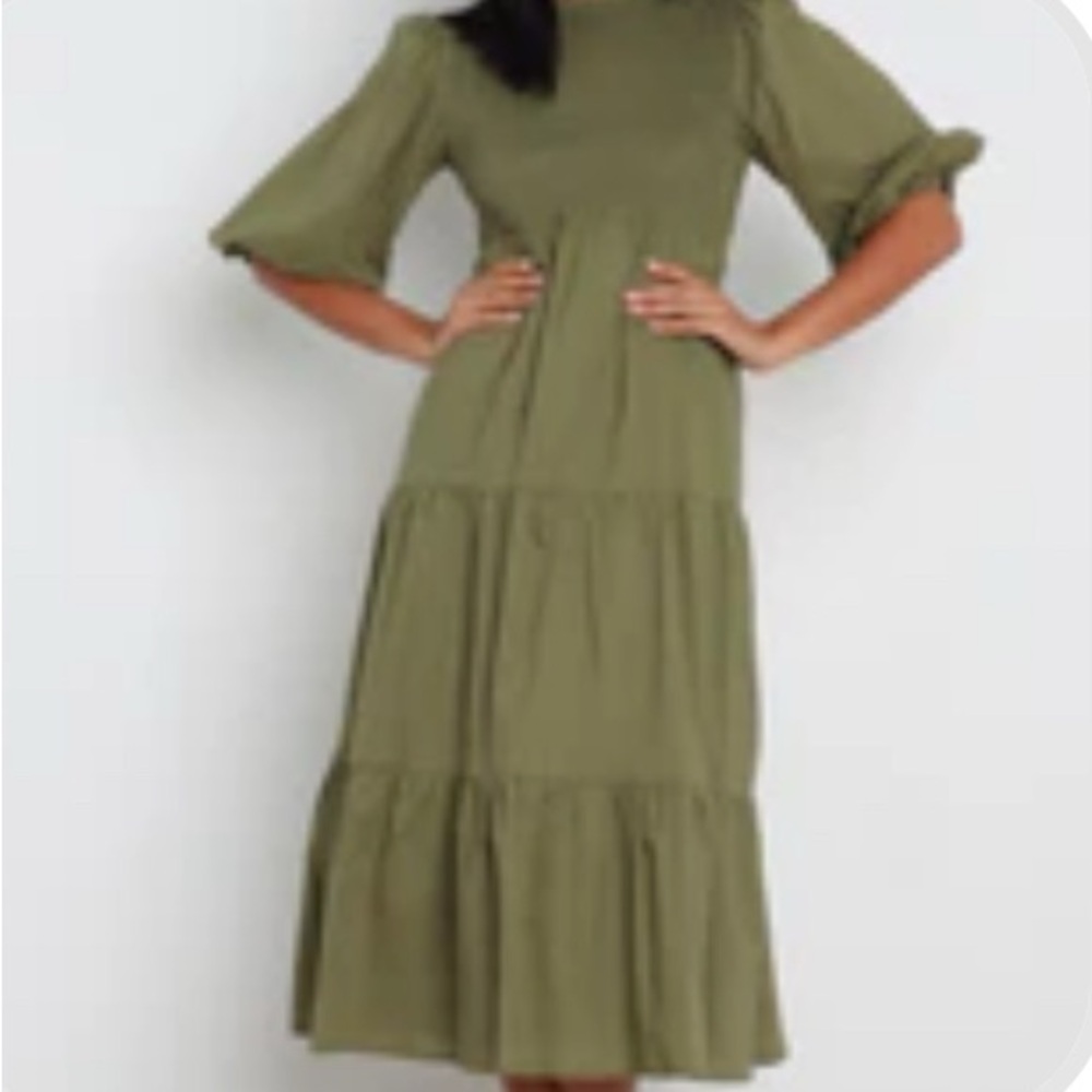 Petal & Pup Olive Green Monico Sundress with Bell Sleeves